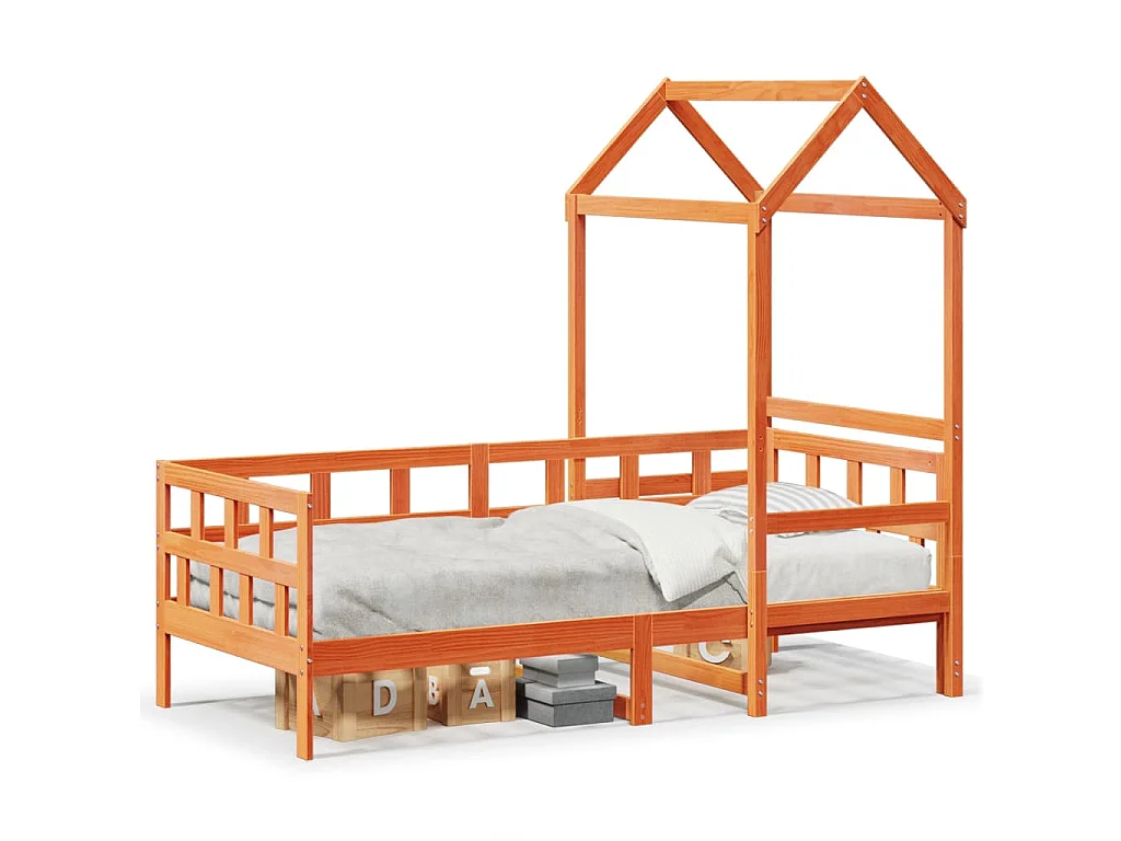 Lit de jour avec toit sans matelas 90x200 cm bois massif