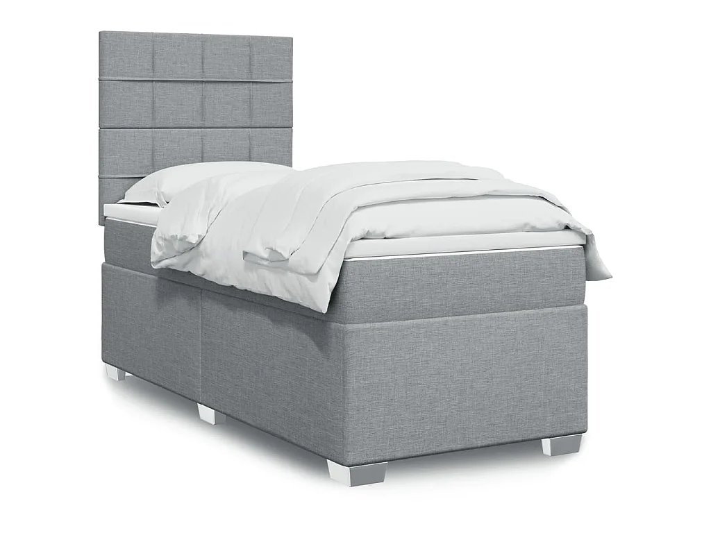 Cama com molas/colchão 90x190 cm tecido cinzento-claro