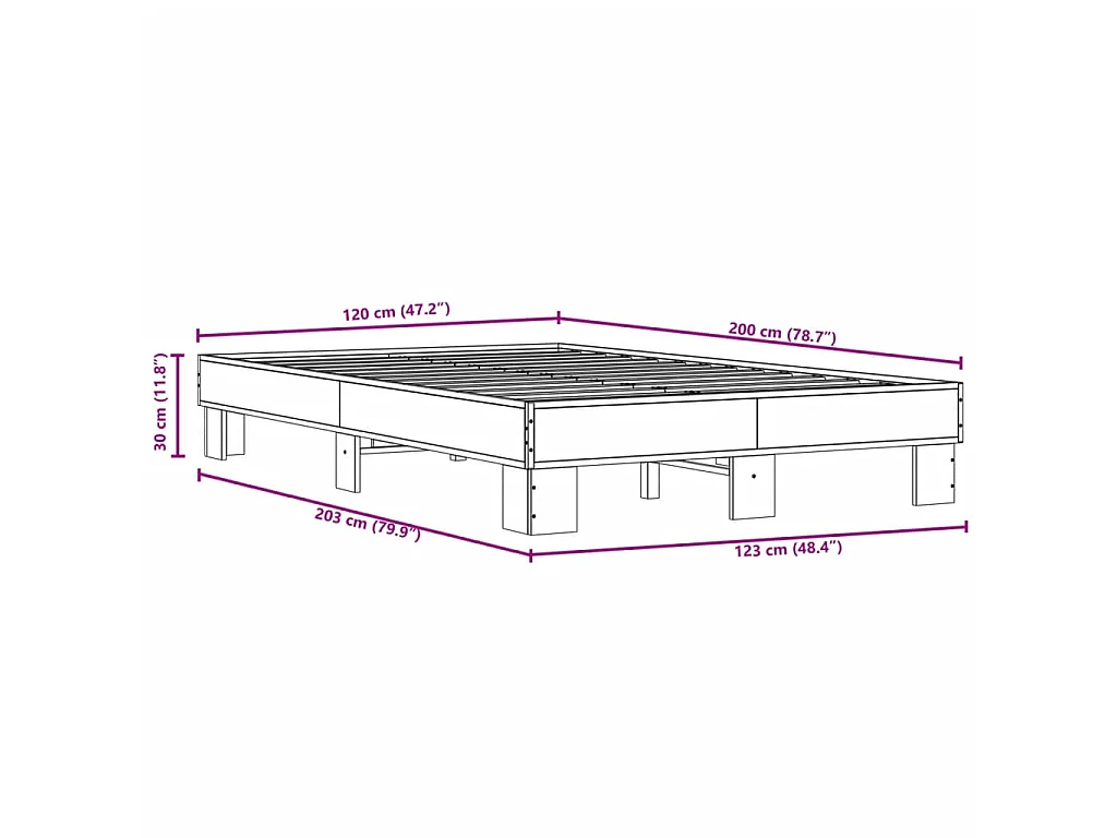 Cadre de lit sans matelas chêne sonoma 120x200 cm