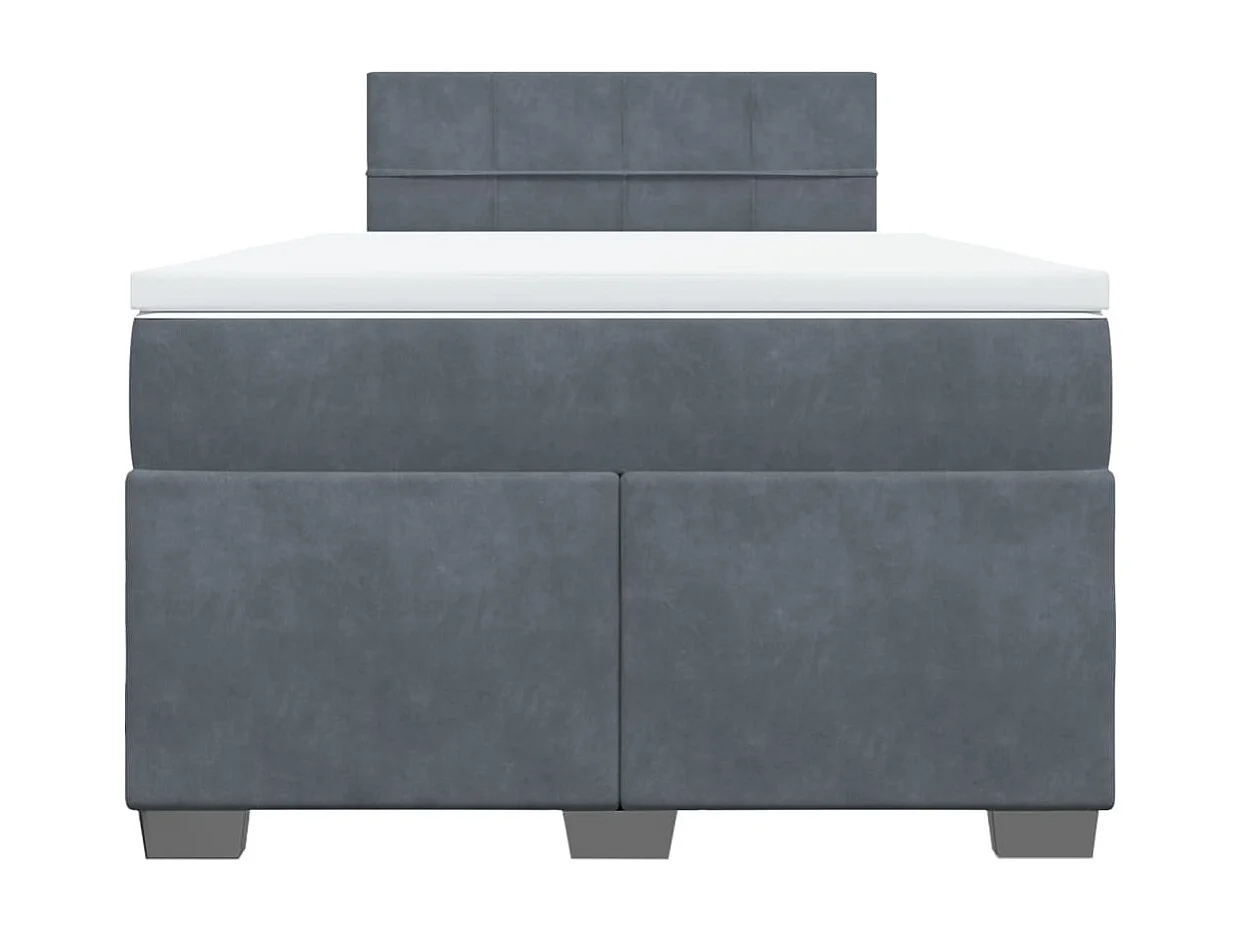 Cama box spring con colchón terciopelo gris oscuro 120x200 cm