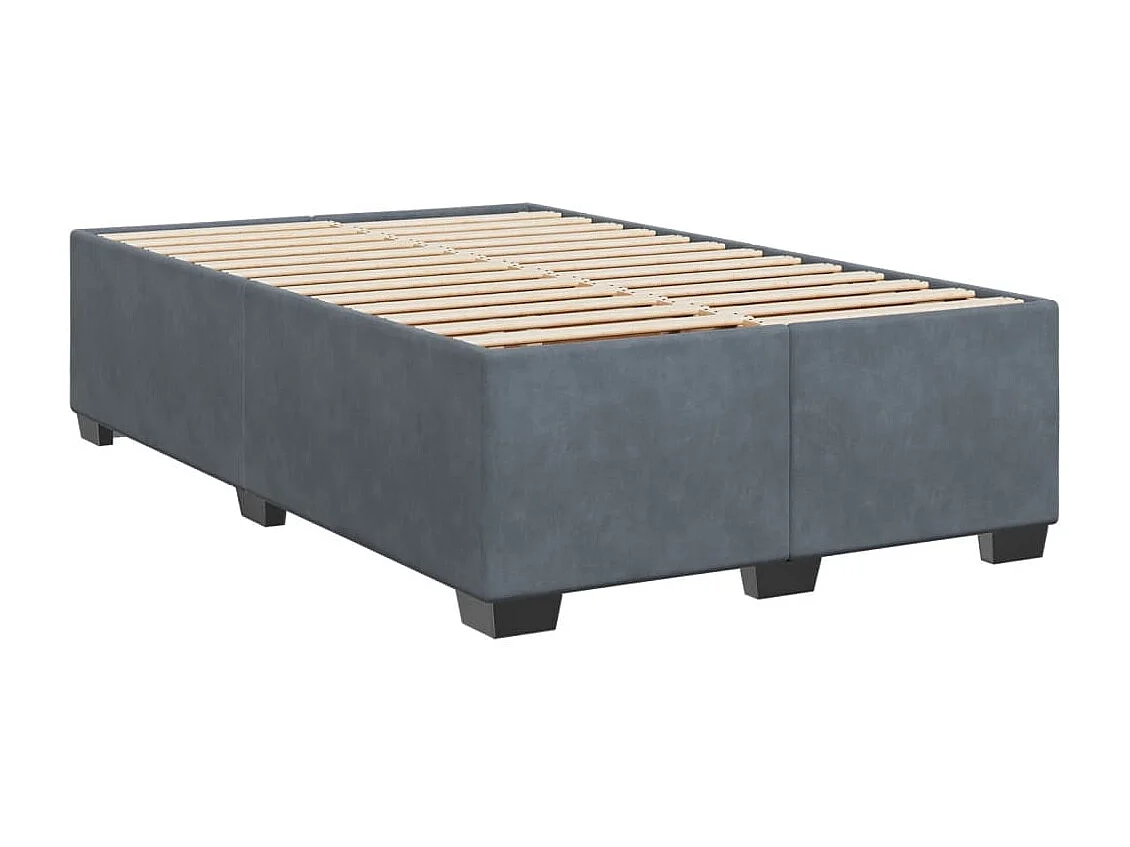 Cama box spring con colchón terciopelo gris oscuro 120x200 cm