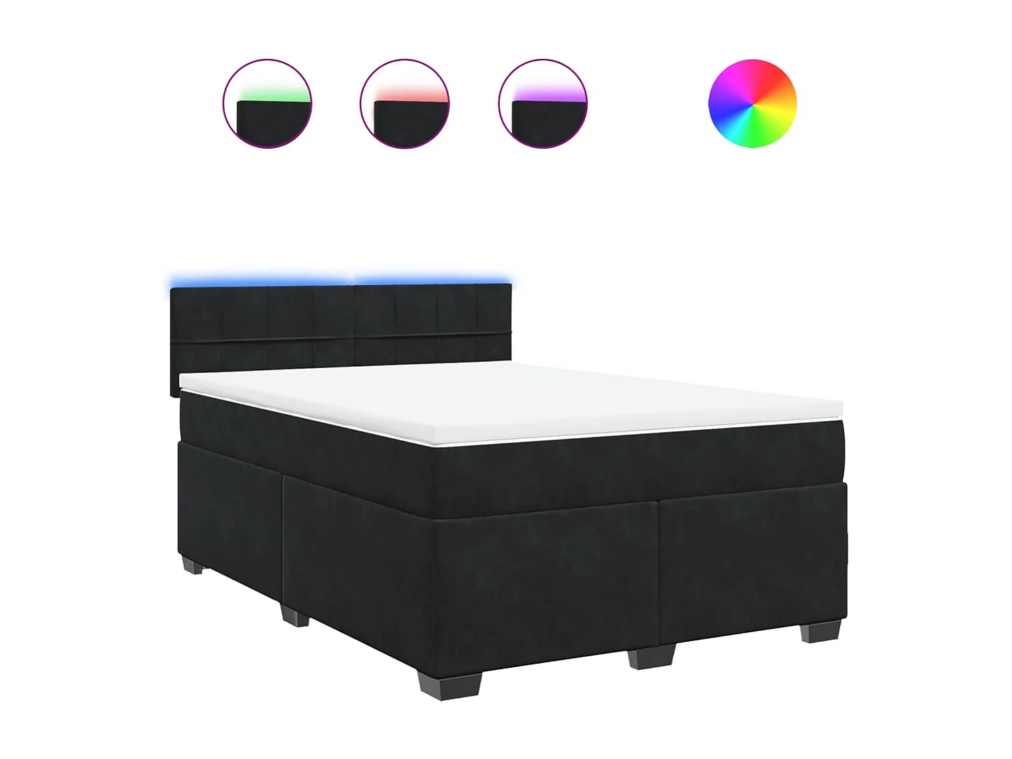 Cama box spring con colchón terciopelo negro 140x200 cm