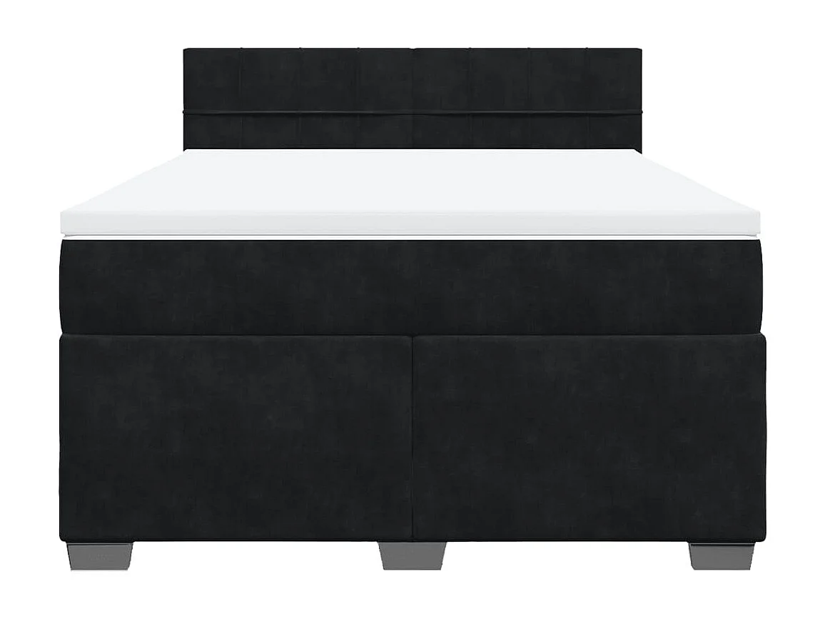 Cama box spring con colchón terciopelo negro 140x200 cm