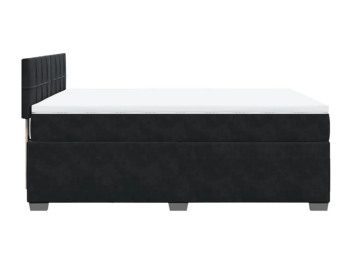 Cama box spring con colchón terciopelo negro 140x200 cm