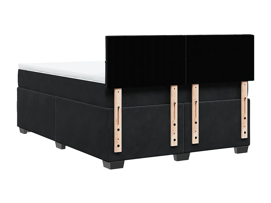 Cama box spring con colchón terciopelo negro 140x200 cm