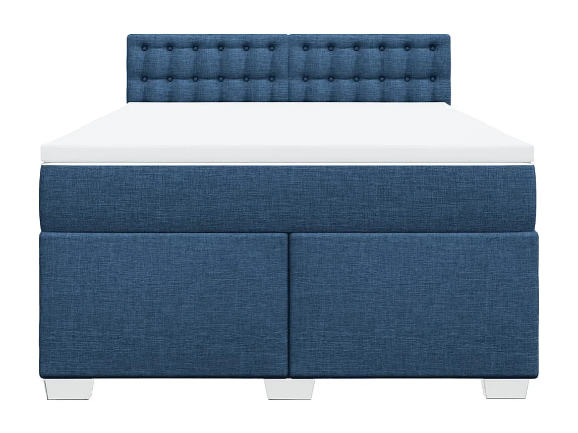 Sommier à lattes de lit avec matelas Bleu 160x200 cm Tissu