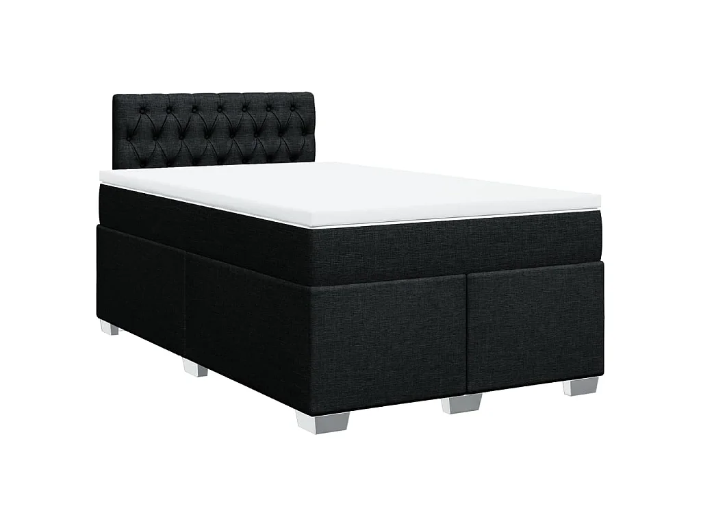 Sommier à lattes de lit avec matelas noir 120x190 cm tissu
