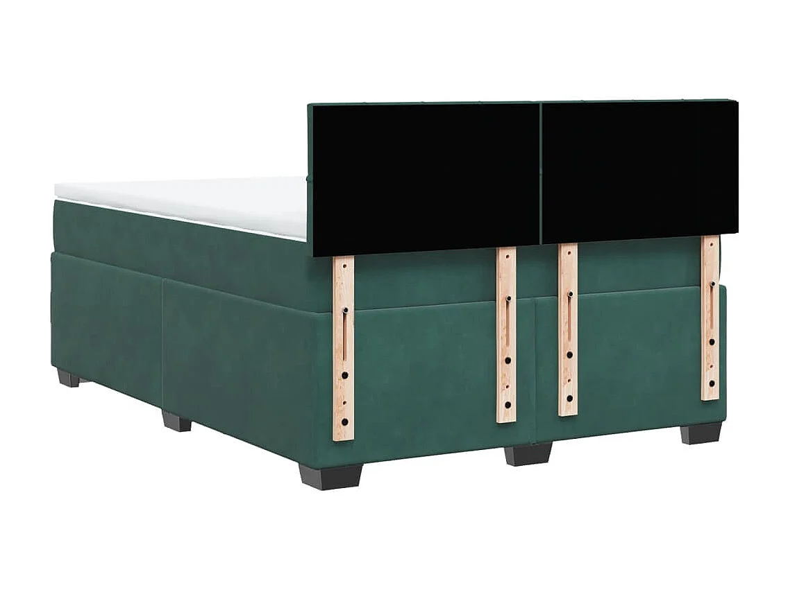 Cama box spring con colchón terciopelo verde oscuro 160x200 cm