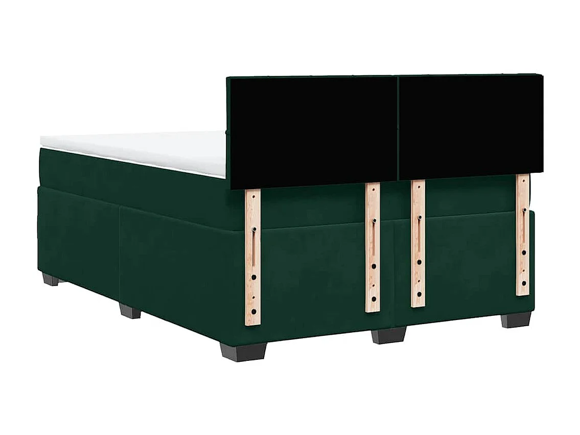 Giroletto a Molle con Materasso Verde Scuro 160x200 cm Velluto