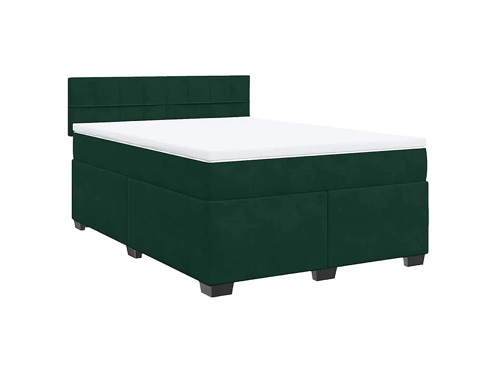 Sommier à lattes de lit et matelas Vert foncé 160x200cm Velours