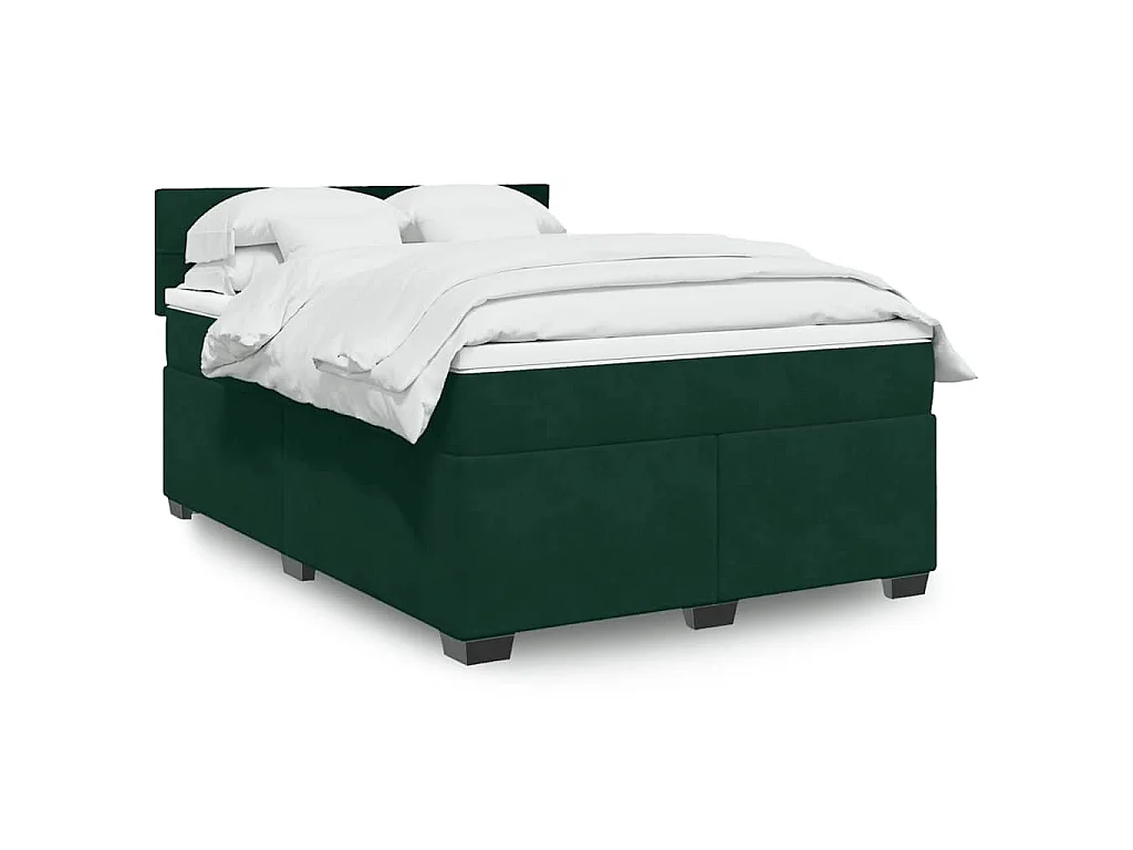 Sommier à lattes de lit et matelas Vert foncé 160x200cm Velours