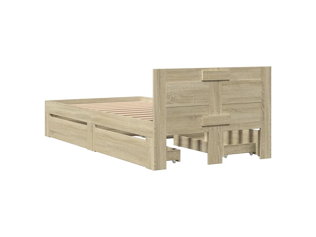 Cadre de lit et tête de lit sans matelas chêne sonoma 100x200cm