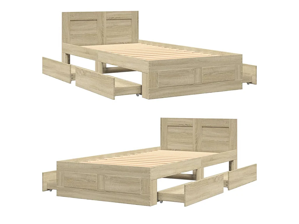 Cadre de lit et tête de lit sans matelas chêne sonoma 100x200cm