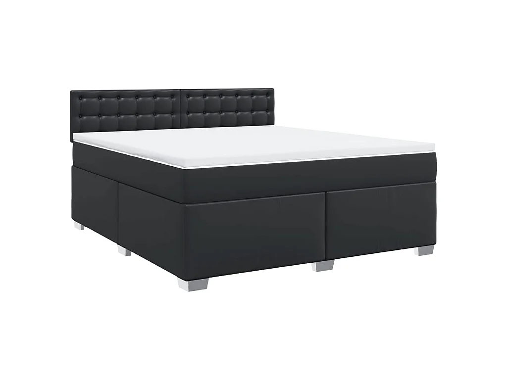 Boxspring met matras kunstleer zwart 180x200 cm