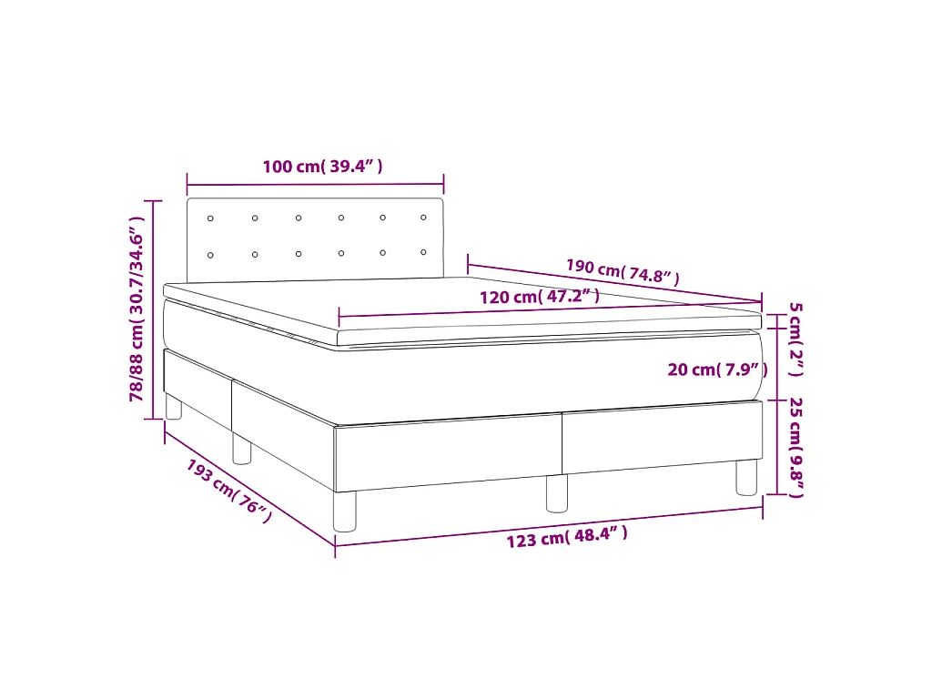 Sommier à lattes de lit avec matelas crème 120x190 cm tissu