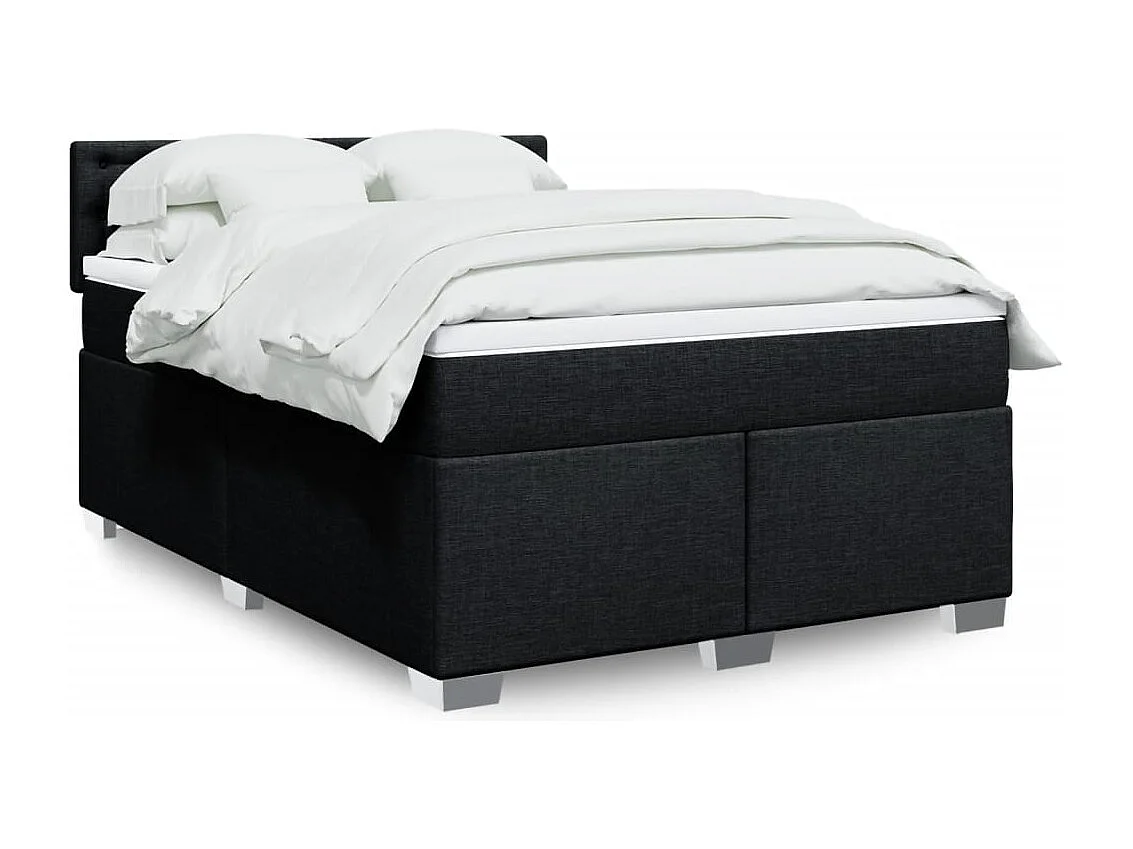Cama box spring con colchón tela negro 160x200 cm