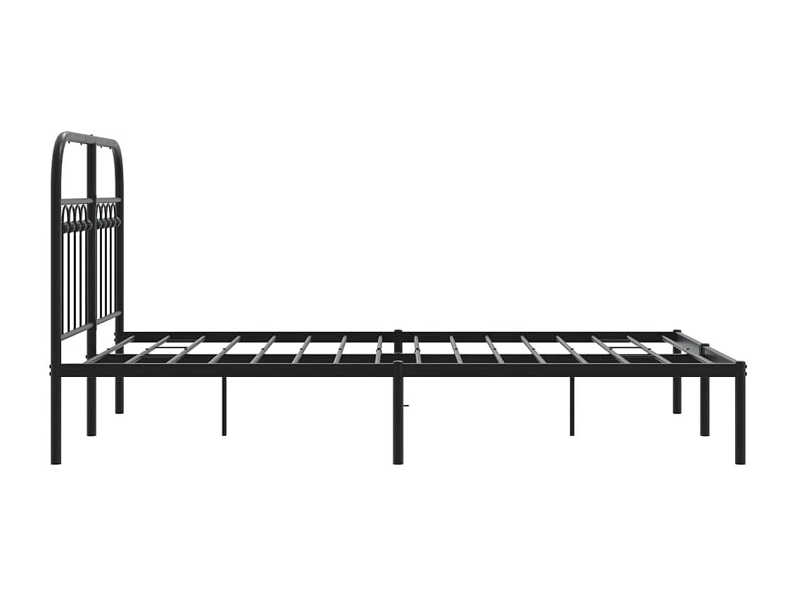Cadre de lit métal sans matelas avec tête de lit noir 120x190cm