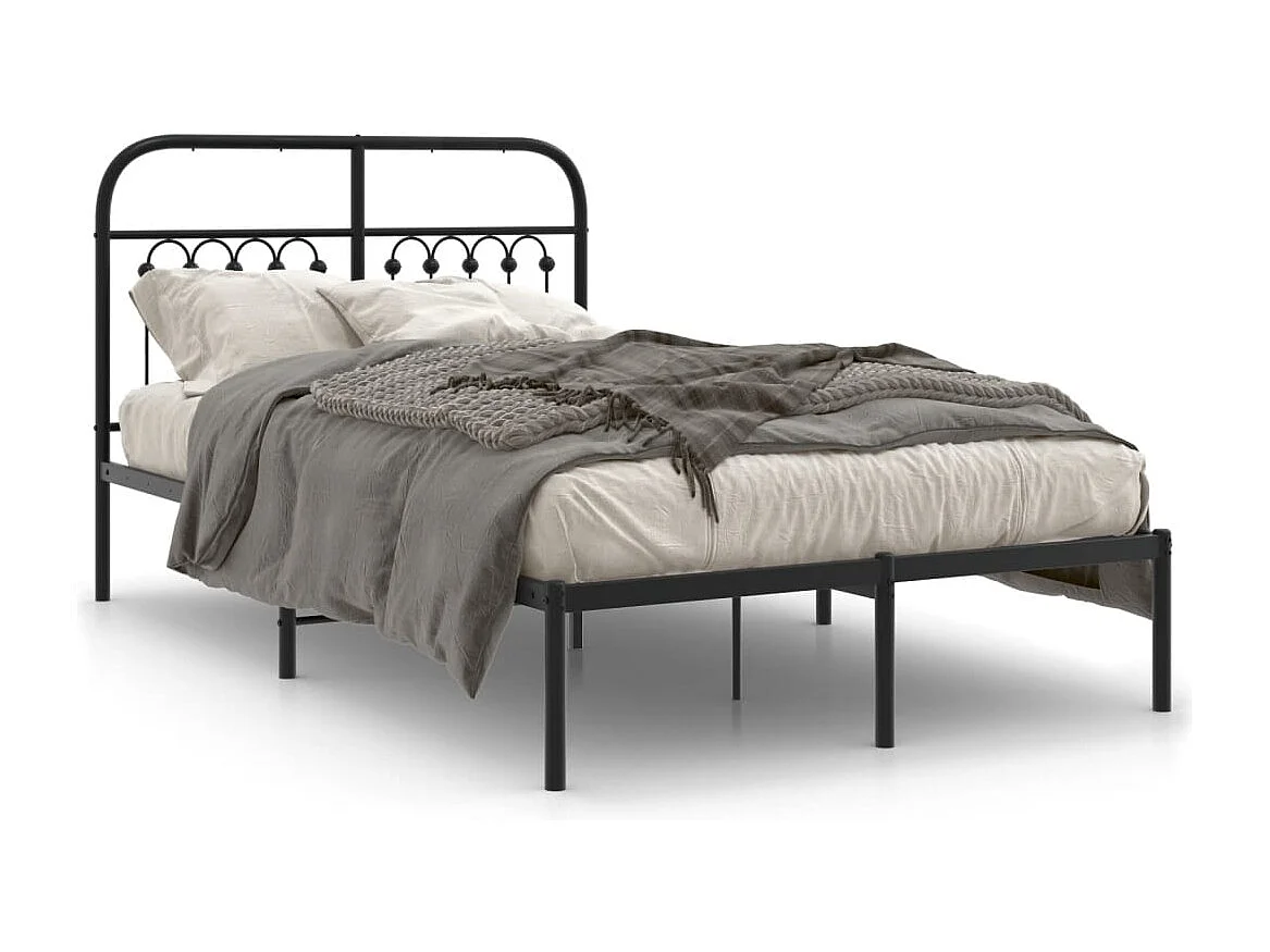 Cadre de lit métal sans matelas avec tête de lit noir 120x190cm