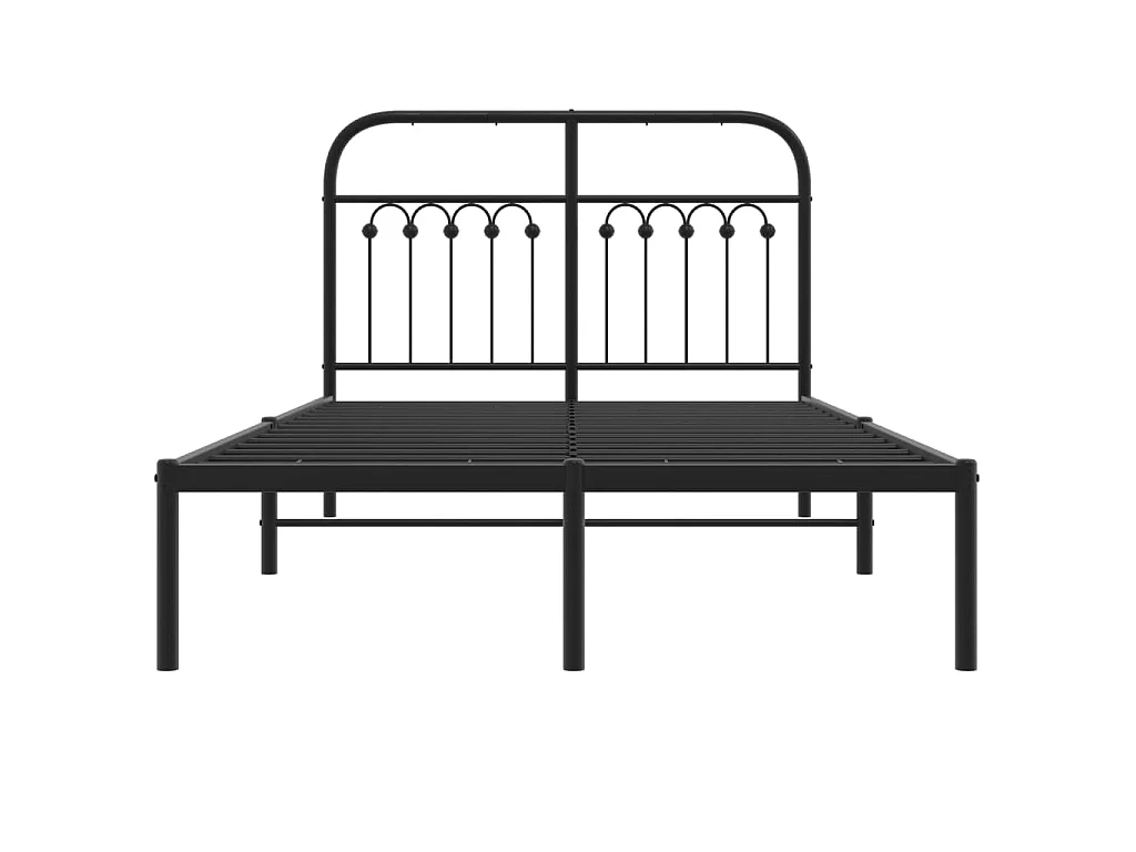 Cadre de lit métal sans matelas avec tête de lit noir 120x190cm