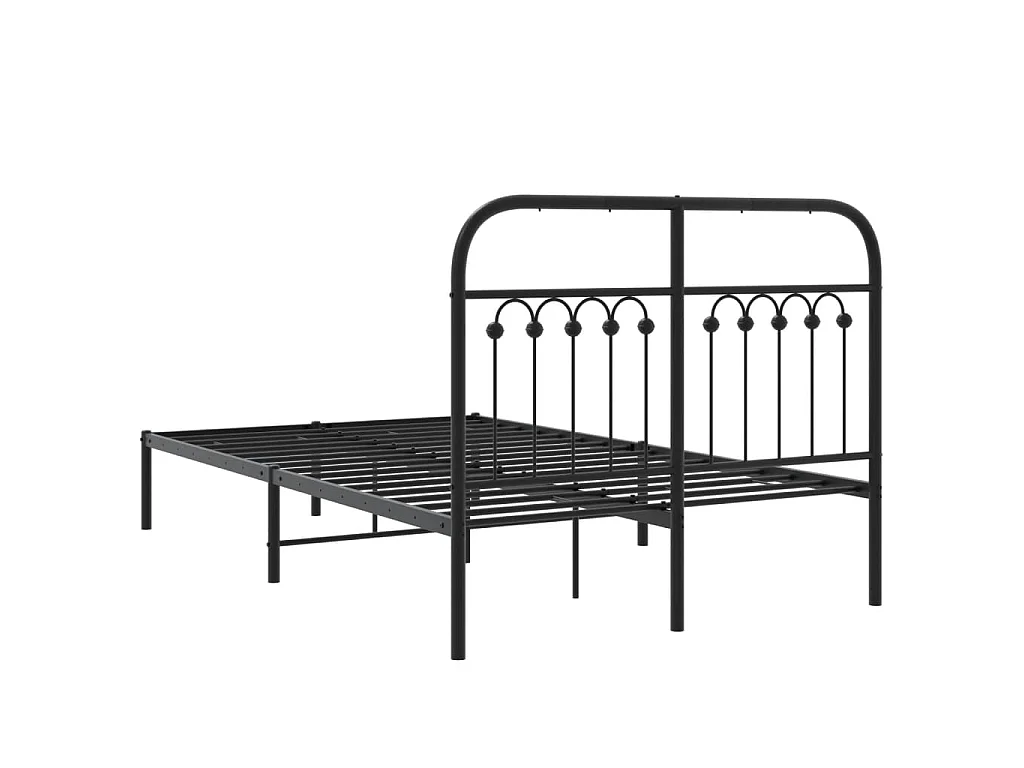 Cadre de lit métal sans matelas avec tête de lit noir 120x190cm