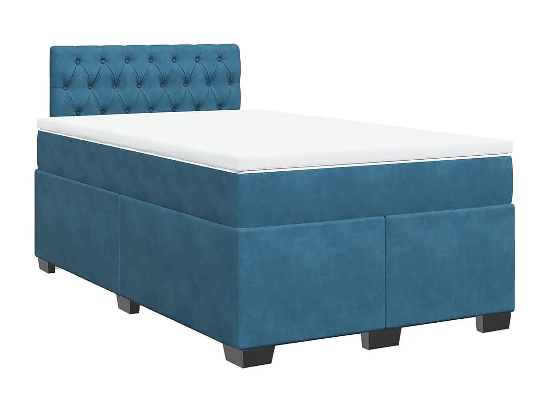 Cama boxspring com colchão 120x200 cm veludo azul-escuro
