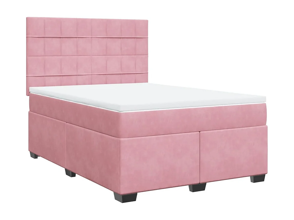 Boxspring met matras fluweel roze 160x200 cm