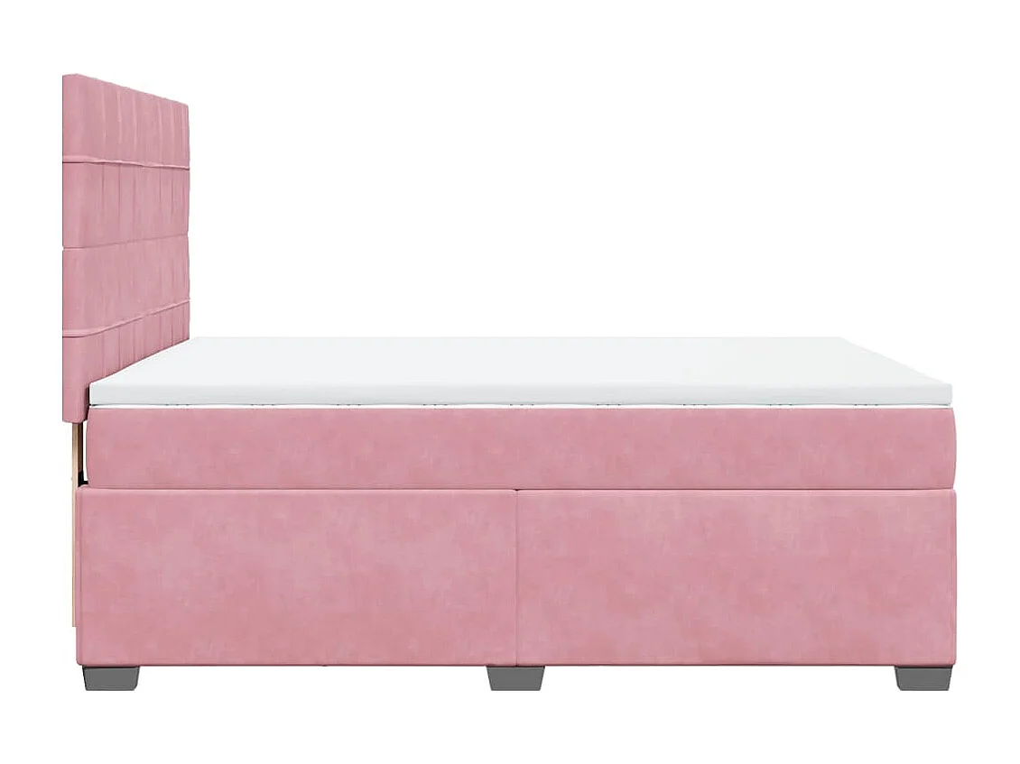 Boxspring met matras fluweel roze 160x200 cm