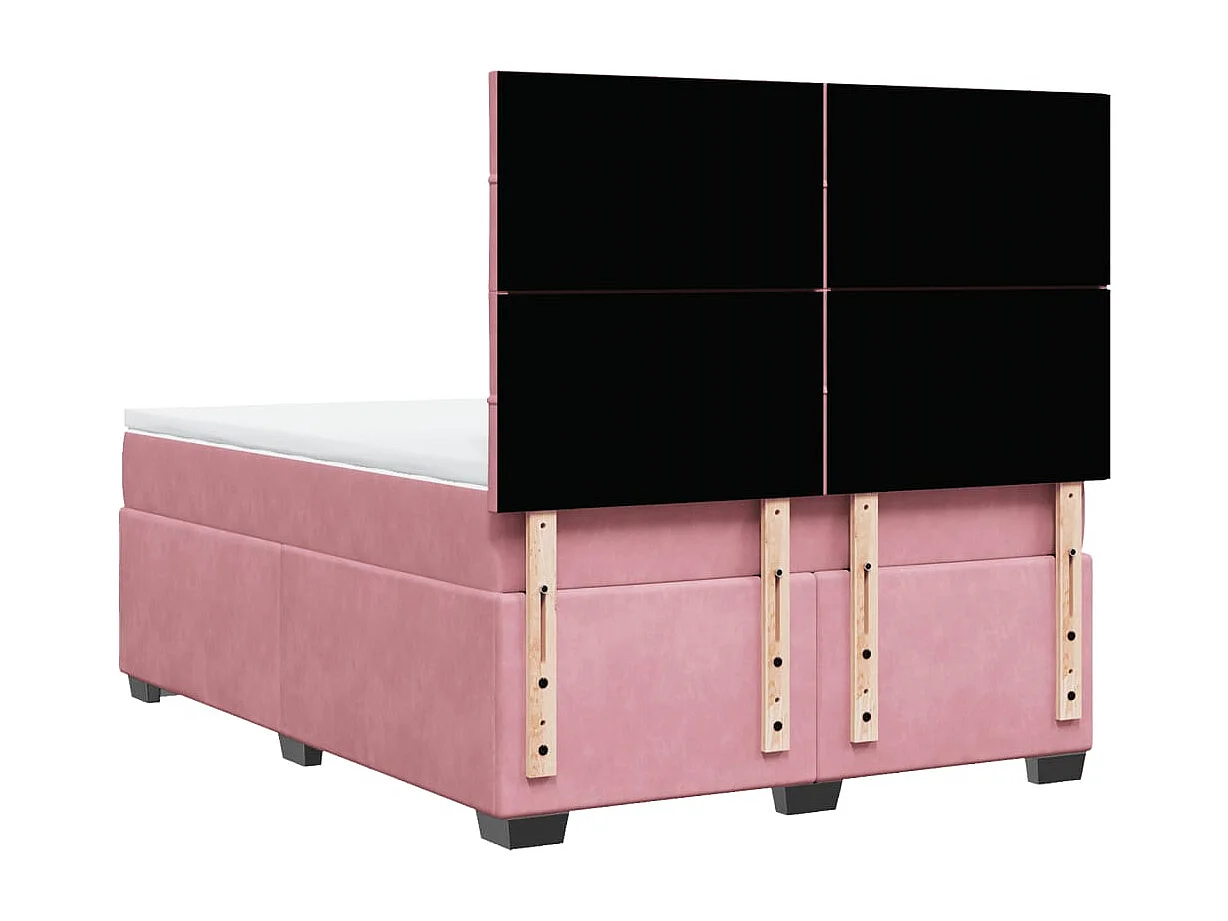 Boxspring met matras fluweel roze 160x200 cm