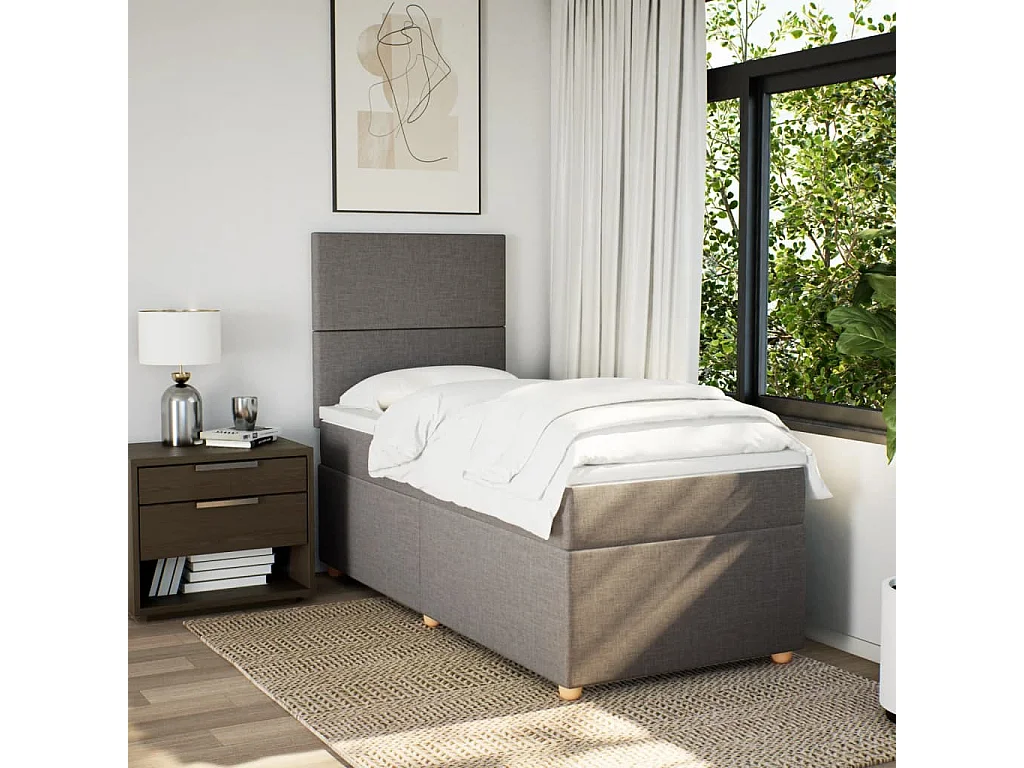 Boxspring met matras stof taupe 80x200 cm