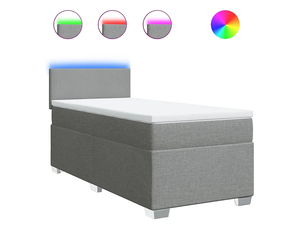 Boxspringbett mit Matratze Hellgrau 90x190 cm Stoff