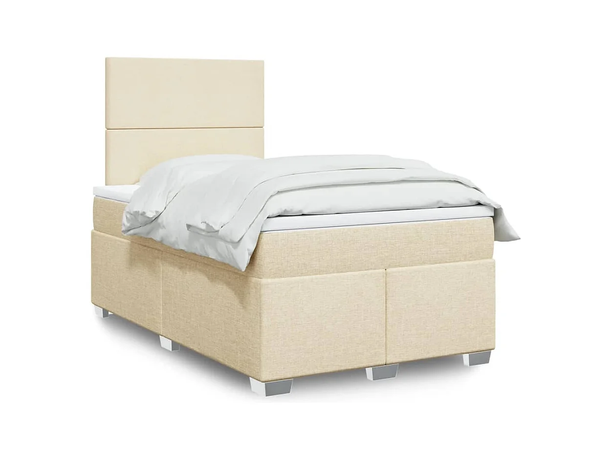 Boxspring met matras stof crèmekleurig 120x200 cm