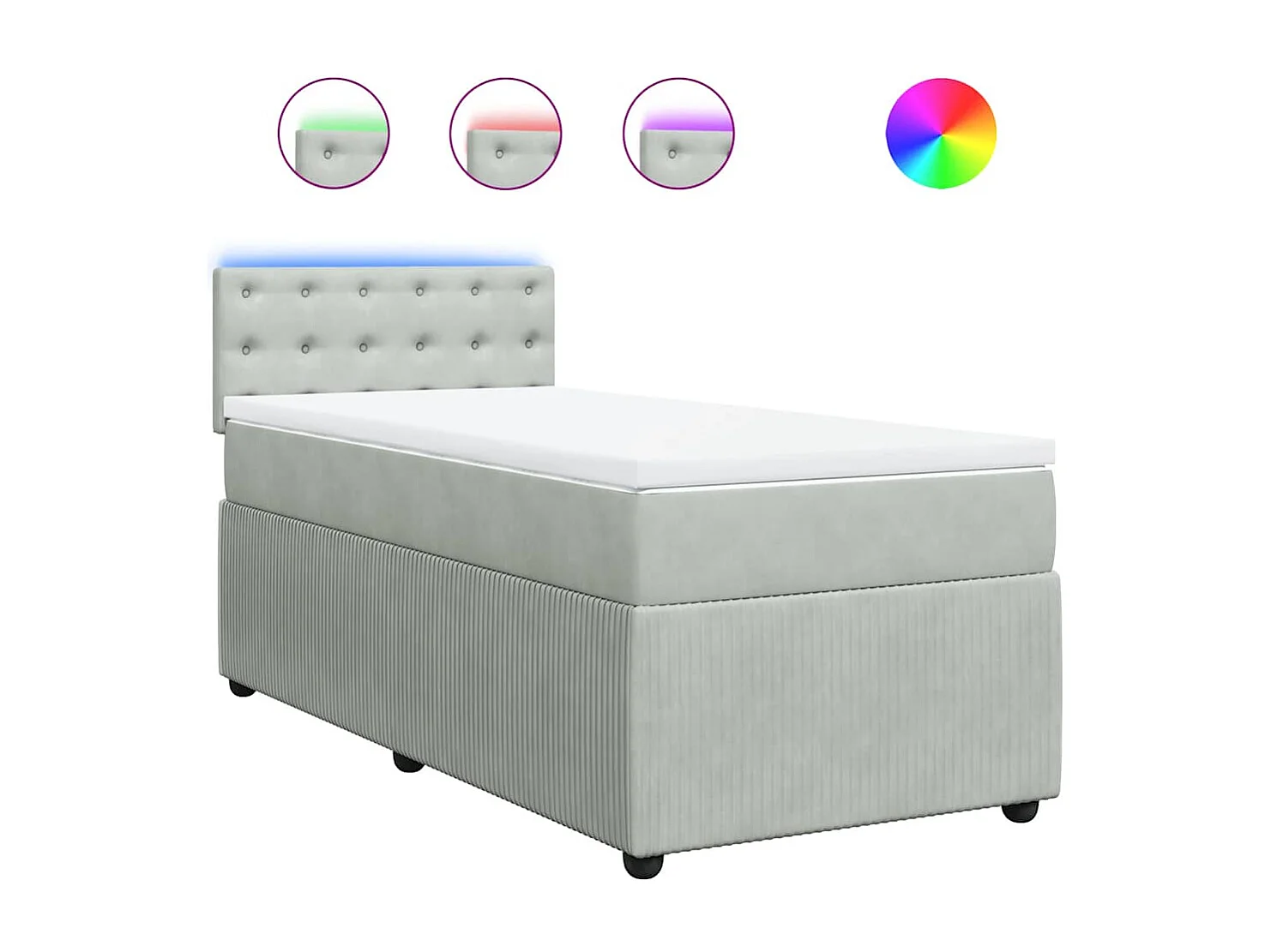 Cama com molas/colchão 80x200 cm veludo cinza-claro