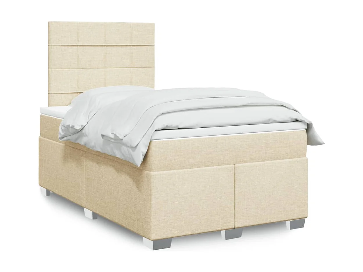 Cama com molas/colchão 120x200 cm tecido cor creme