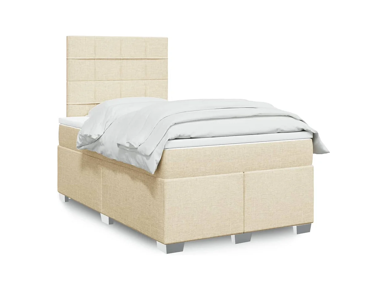 Sommier à lattes de lit avec matelas Crème 120x200 cm Tissu