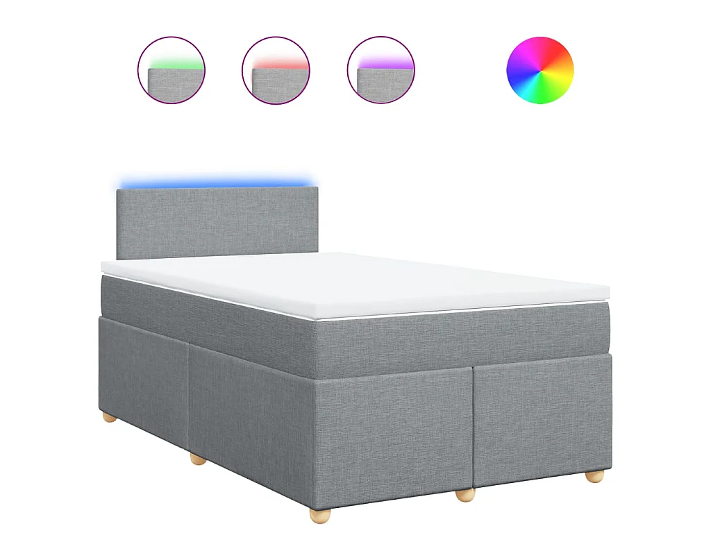 Cama box spring con colchón tela gris claro 120x200 cm