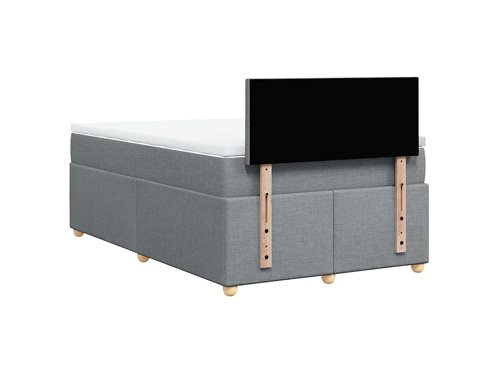 Cama box spring con colchón tela gris claro 120x200 cm