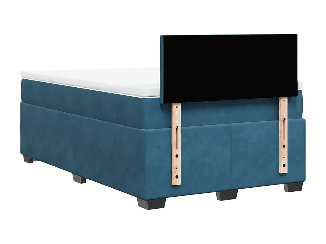 Cama boxspring com colchão 120x200 cm veludo azul-escuro