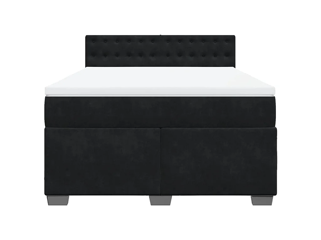 Cama box spring con colchón terciopelo negro 140x200 cm