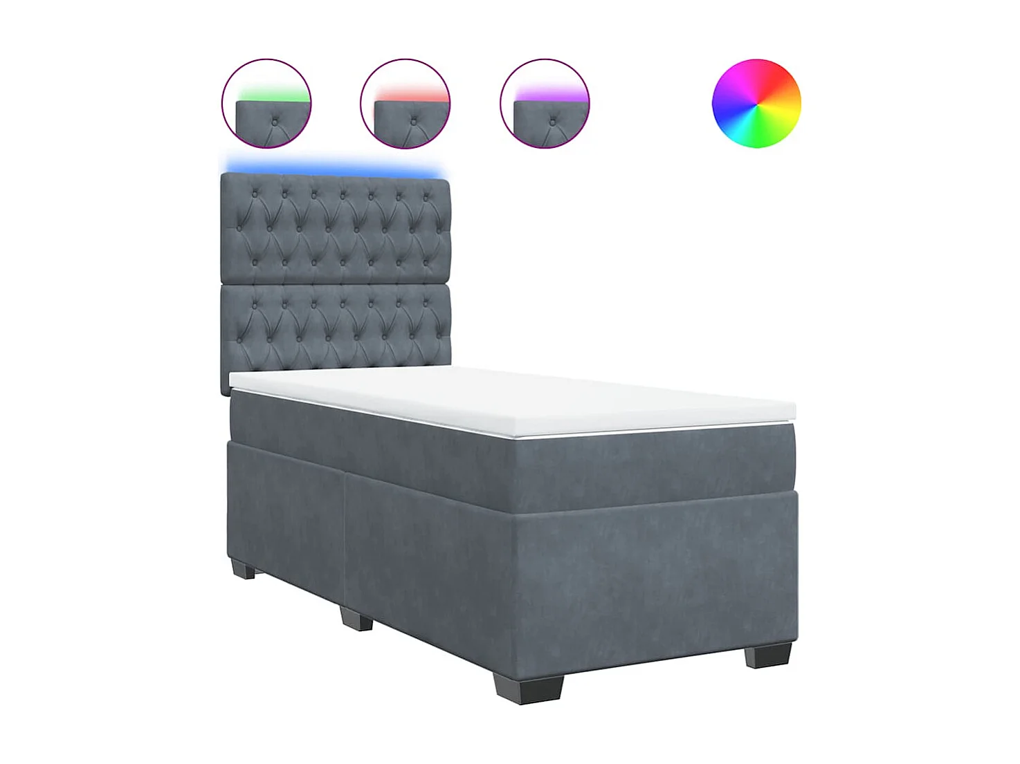 Giroletto a Molle con Materasso Grigio Scuro 90x200 cm Velluto