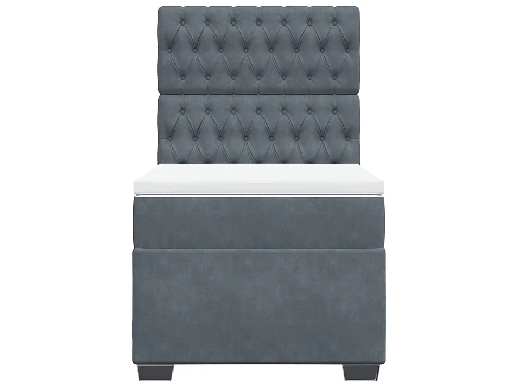 Sommier à lattes de lit et matelas Gris foncé 90x200 cm Velours