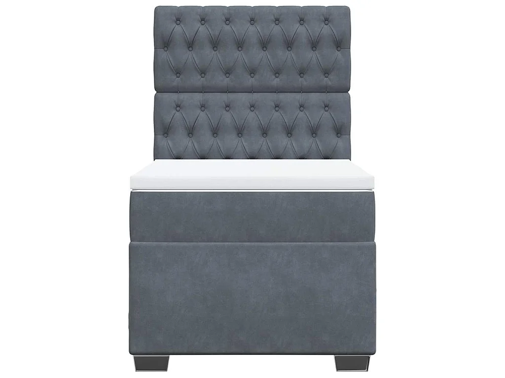 Sommier à lattes de lit et matelas Gris foncé 90x200 cm Velours