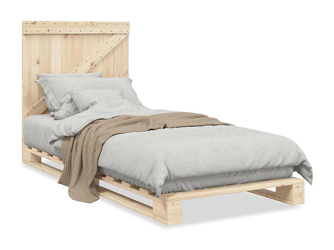 Bedframe met hoofdbord massief grenenhout 90x200 cm