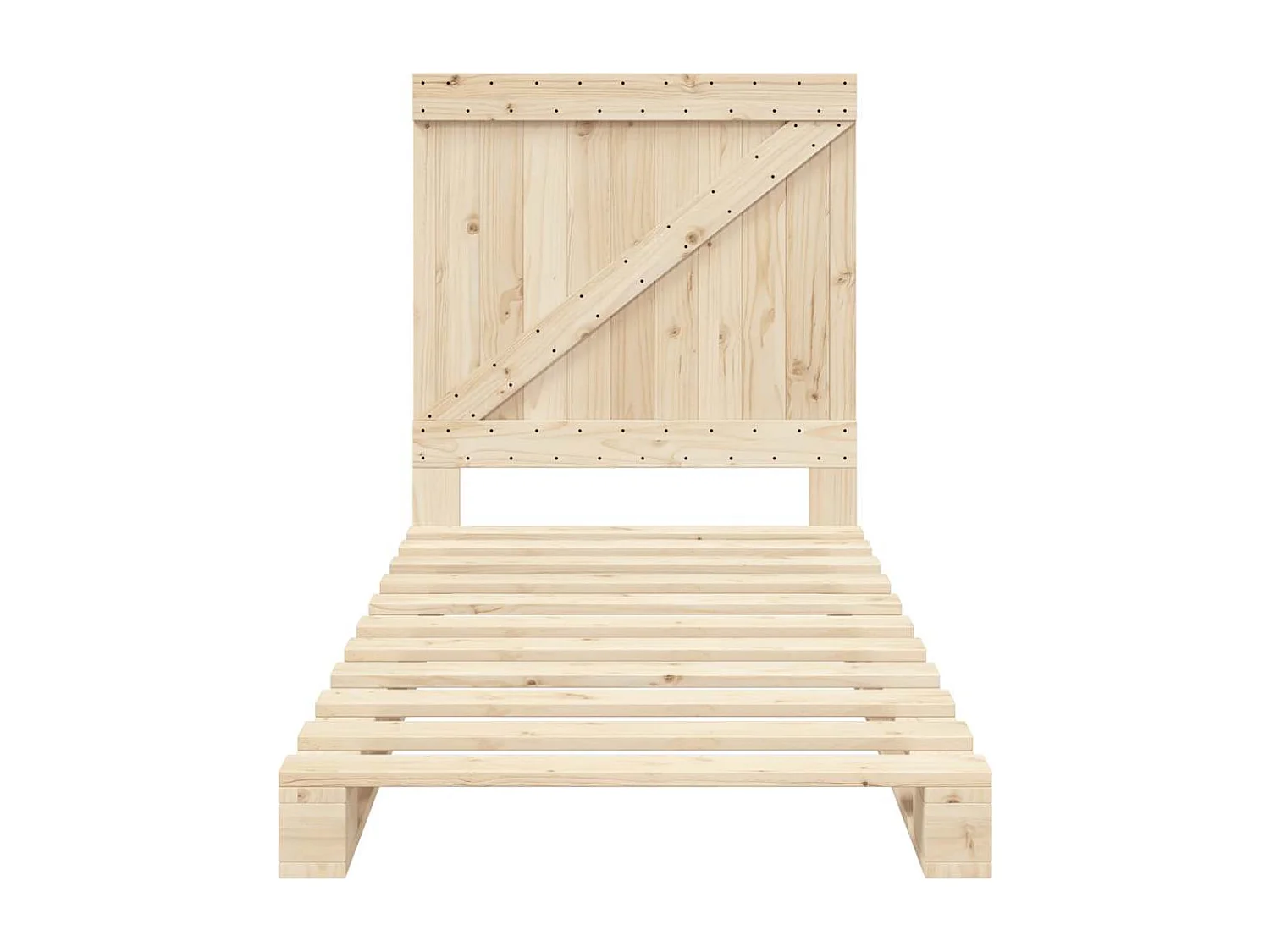 Bedframe met hoofdbord massief grenenhout 90x200 cm