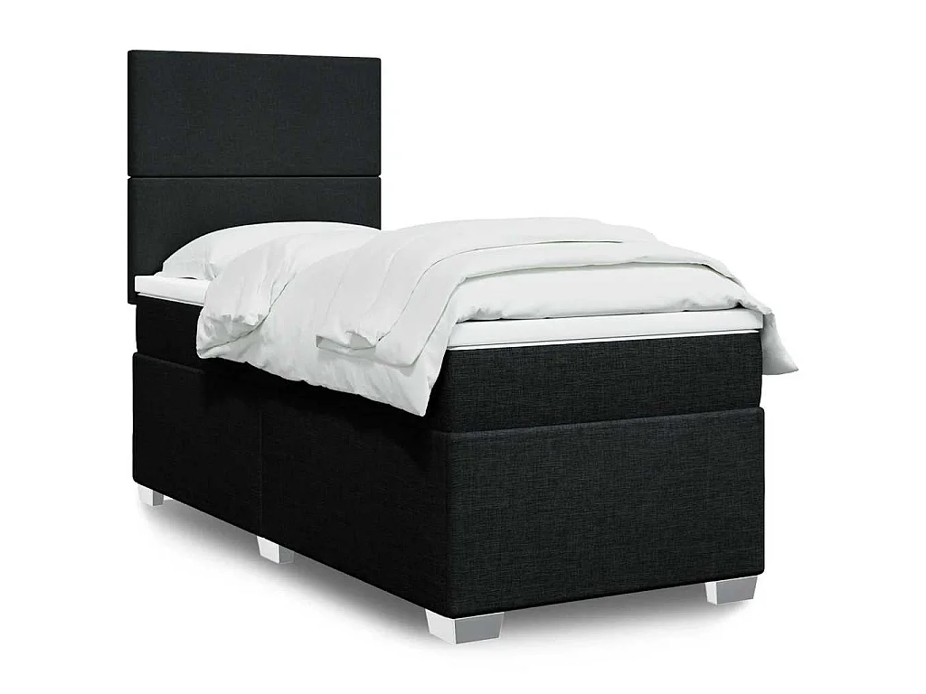 Boxspringbett mit Matratze Schwarz 90x190 cm Stoff