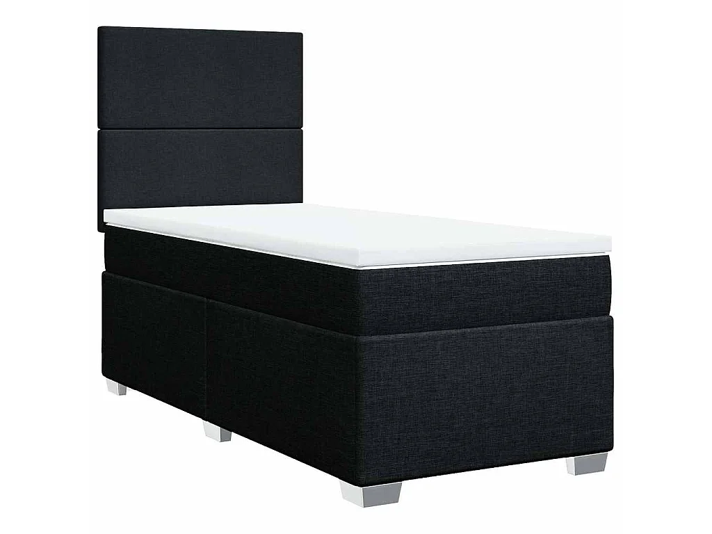 Cama com molas/colchão 90x190 cm tecido preto