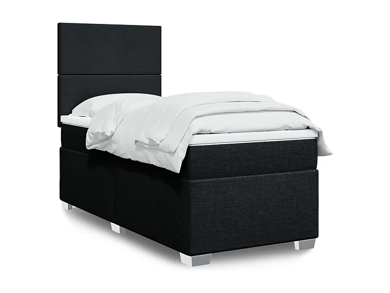 Sommier à lattes de lit avec matelas Noir 90x190 cm Tissu