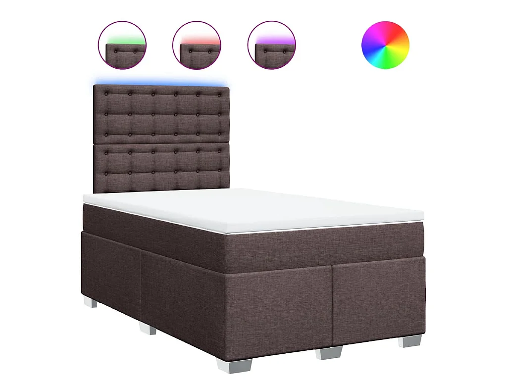 Cama box spring con colchón tela marrón oscuro 120x200 cm