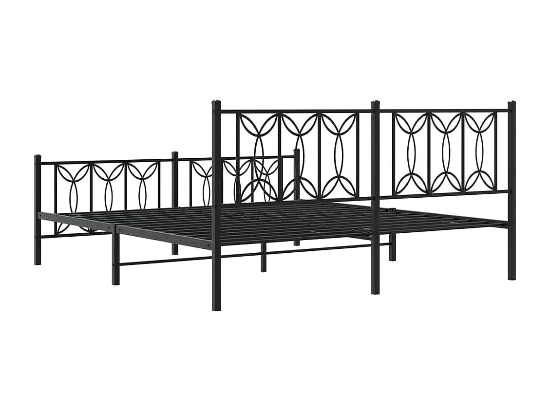 Metallbett ohne Matratze mit Fußteil Schwarz 180x200 cm