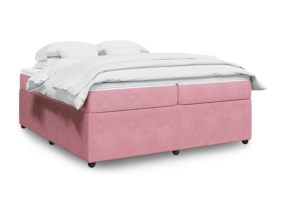 Cama box spring con colchón terciopelo rosa 200x200 cm