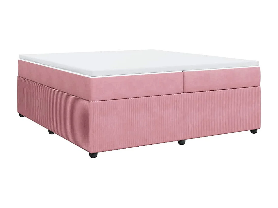 Cama box spring con colchón terciopelo rosa 200x200 cm